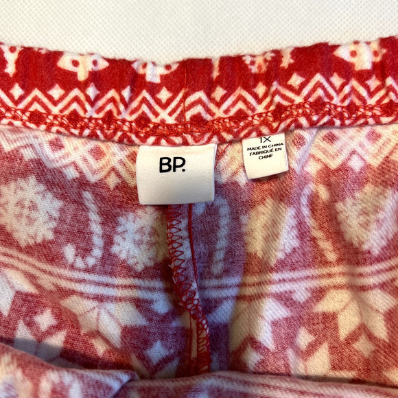 BP Holiday Pajama Shorts Christmas Trees Fair Isle Print Red White 1X - Picture 2 of 11
